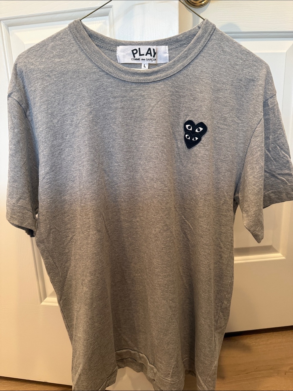 Comme des Garçons PLAY Grey Tee with Black Heart Logo